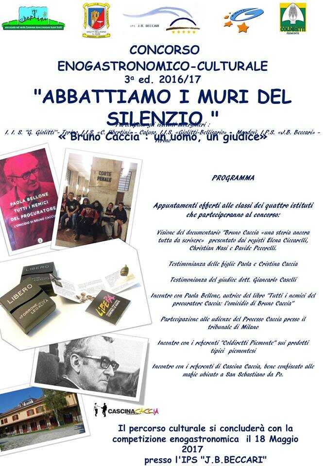 III Edizione del Concorso enogastronomico culturale “Abbattiamo i muri del silenzio. Bruno Caccia: un uomo, un giudice”