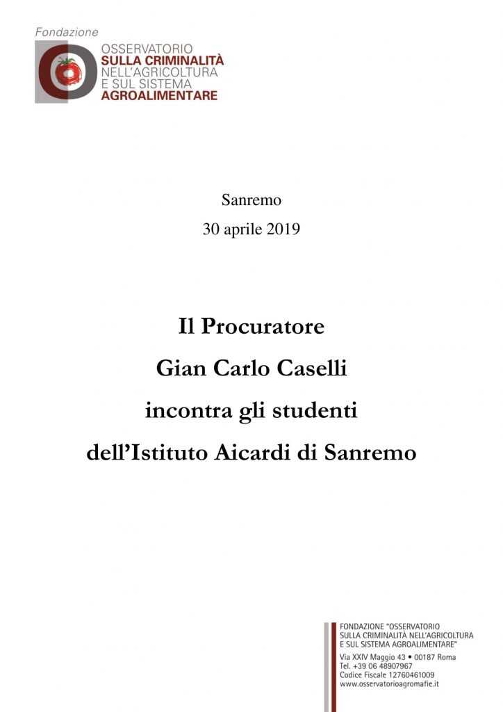 Il Procuratore Gian Carlo Caselli incontra gli studenti dell’Istituto Aicardi di Sanremo