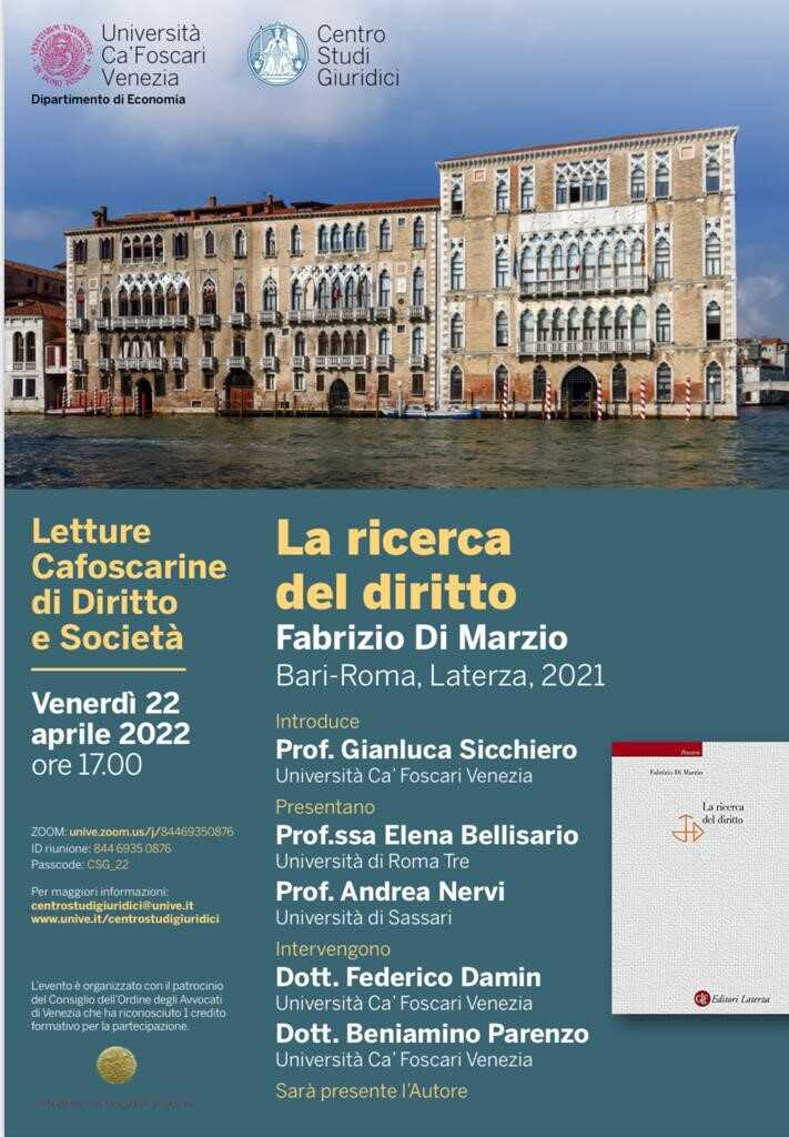 Letture Cafoscarine di Diritto e Società. La ricerca del diritto (di Fabrizio Di Marzio)