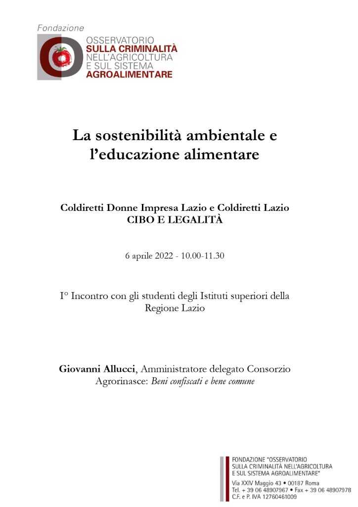 La sostenibilità ambientale e l’educazione alimentare