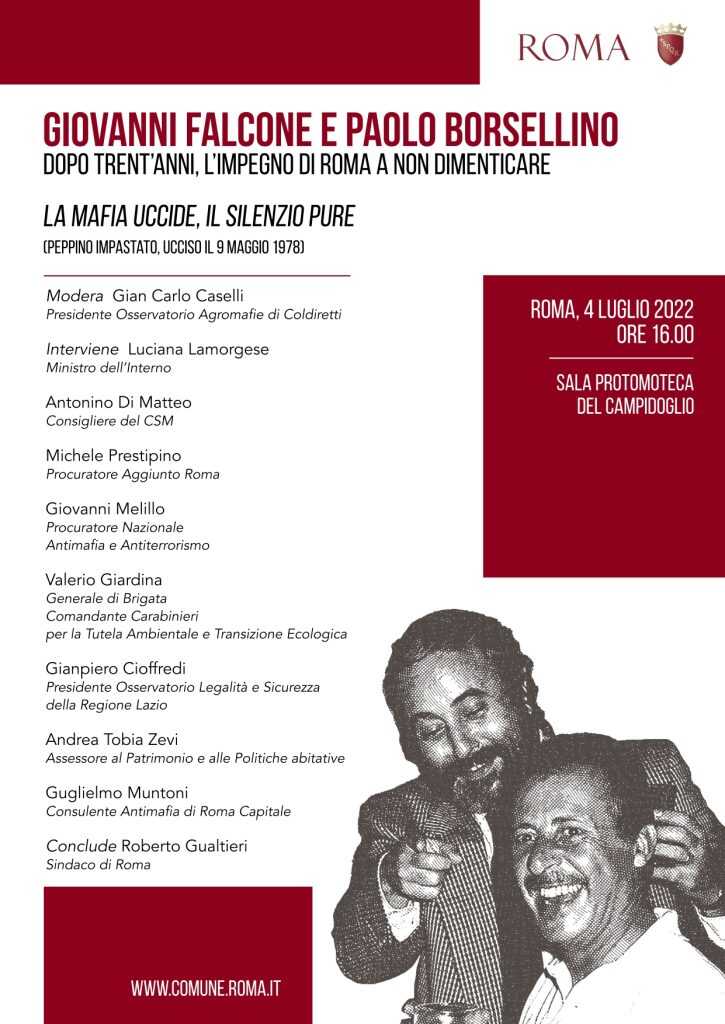 Giovanni Falcone e Paolo Borsellino. Dopo trent’anni, l’impegno di Roma a non dimenticare