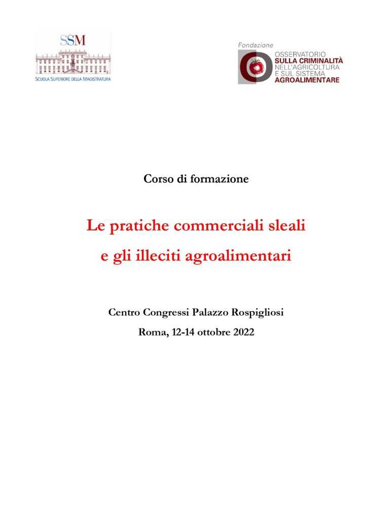 Le pratiche commerciali sleali e gli illeciti agroalimentari