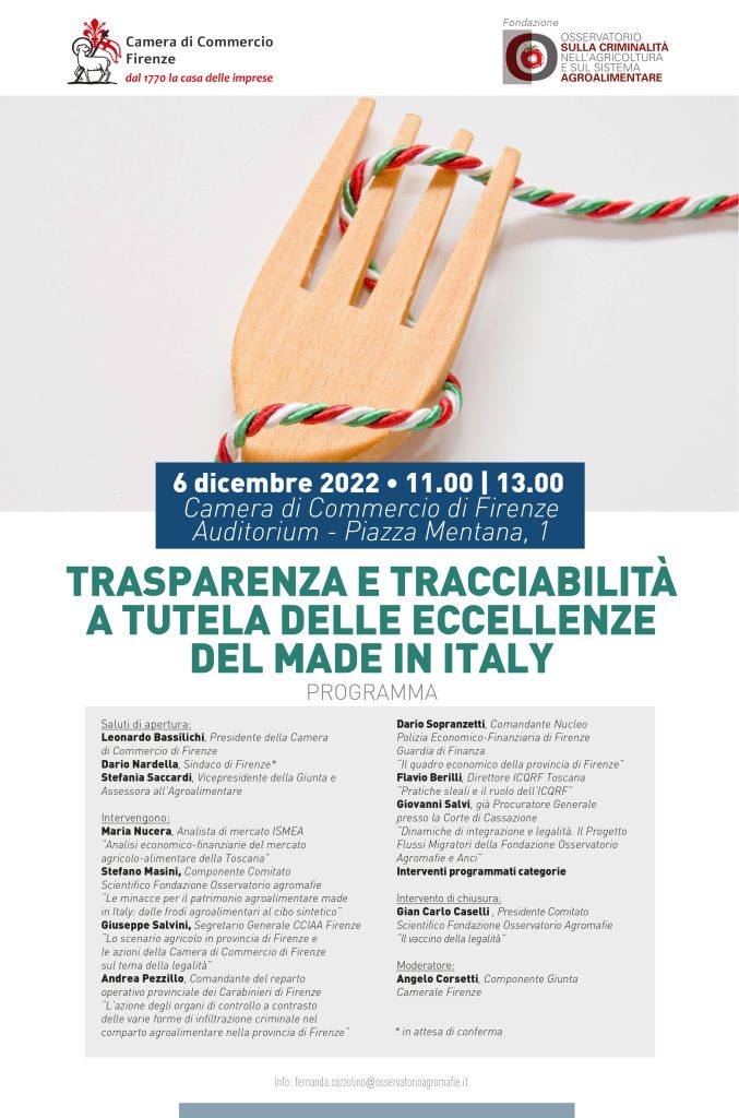 Trasparenza e tracciabilità a tutela delle eccellenze del Made in Italy