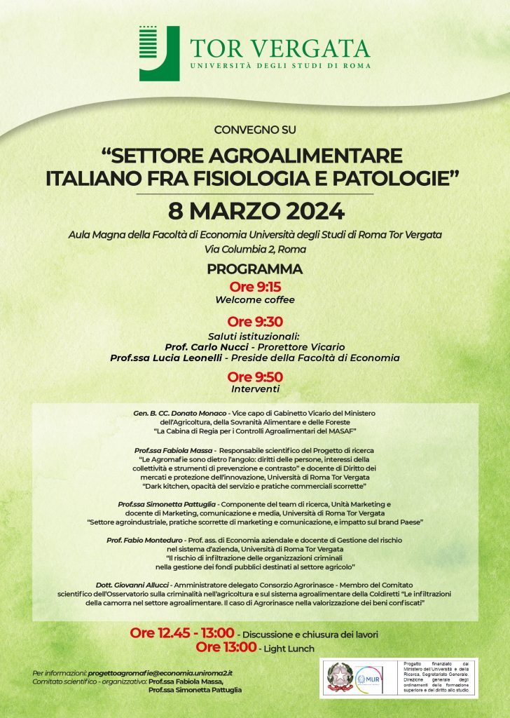 “Settore agroalimentare italiano fra fisiologia e patologie”