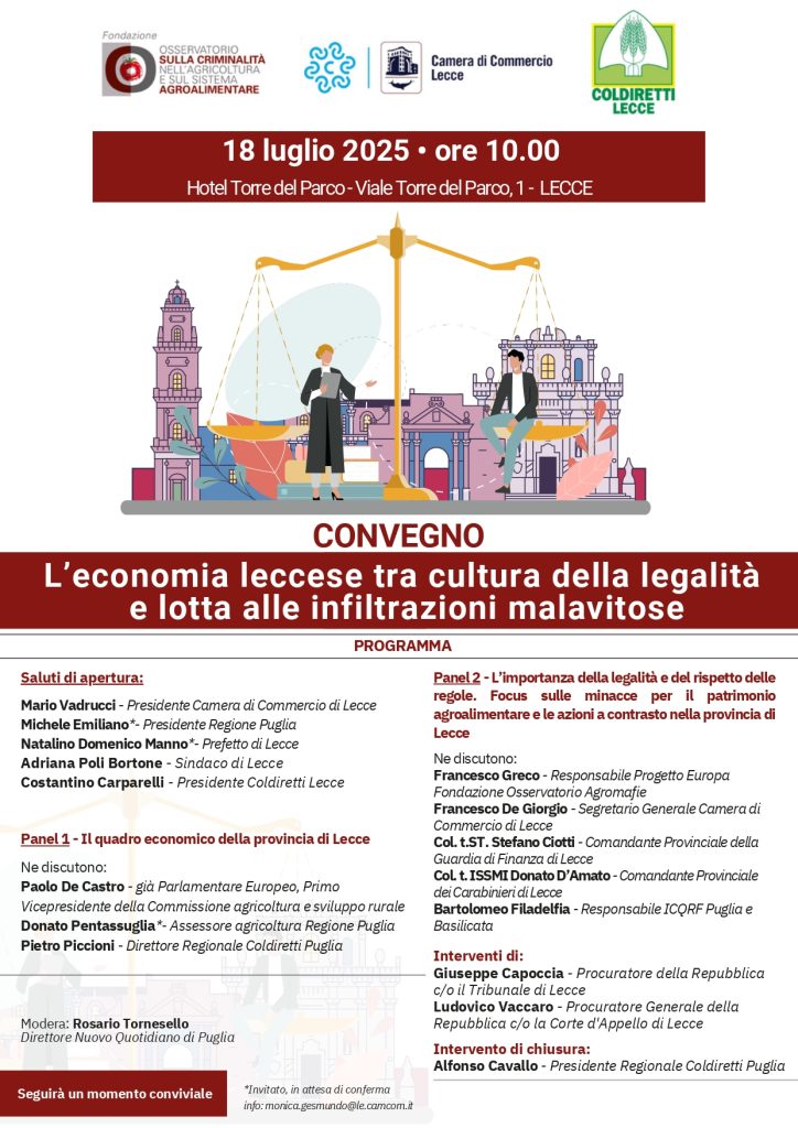 L’economia leccese tra cultura della legalità e lotta alle infiltrazioni malavitose