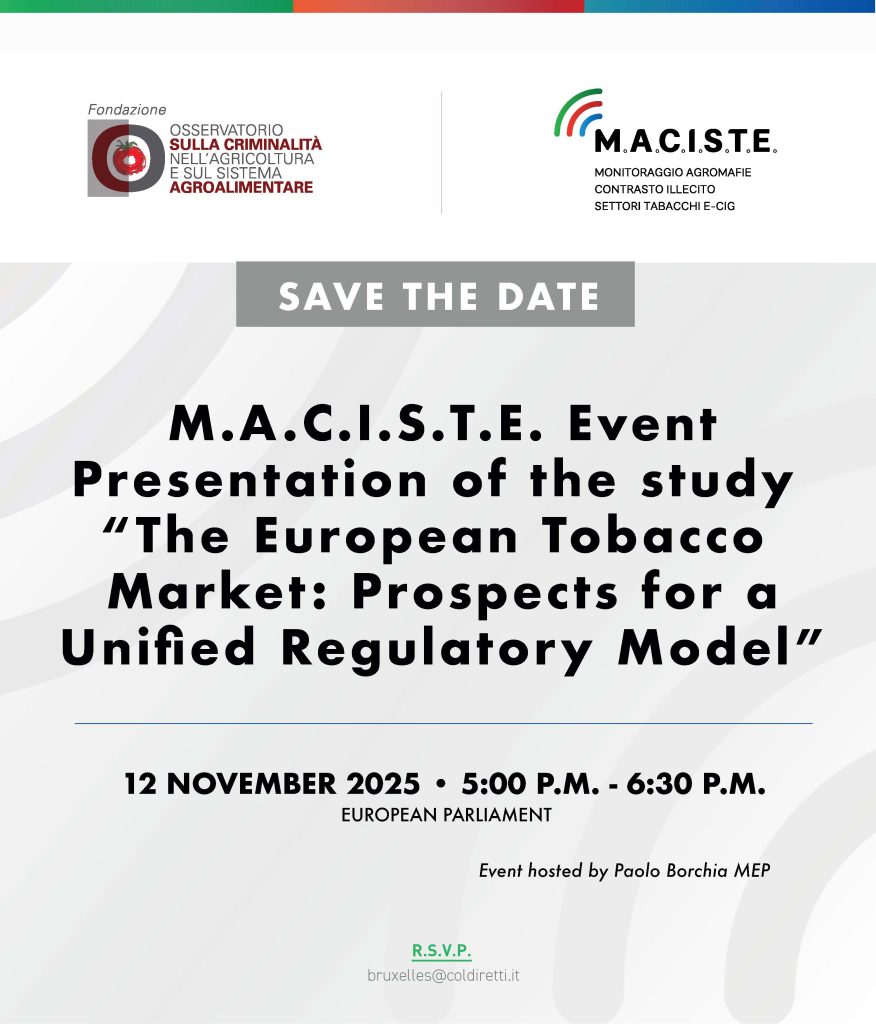 M.A.C.I.S.T.E. Evento di presentazione dello studio “Il mercato del tabacco europeo: prospettive di un modello regolatorio unico”
