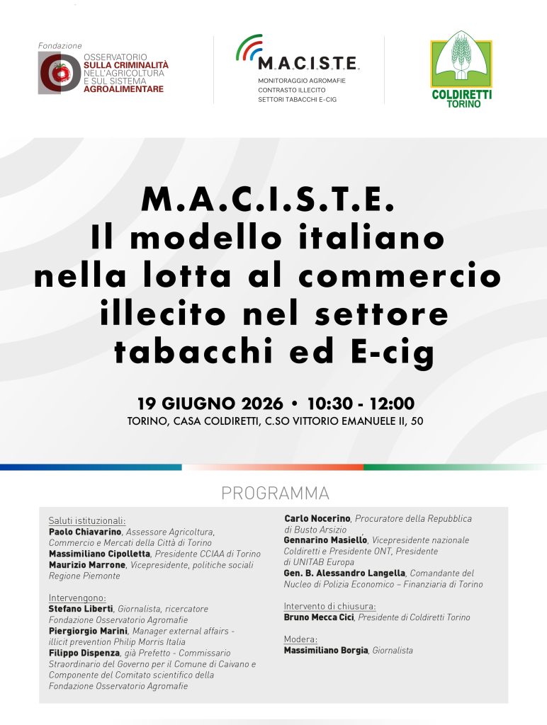 M.A.C.I.S.T.E. Il modello italiano nella lotta al commercio illecito nel settore tabacchi ed E-cig