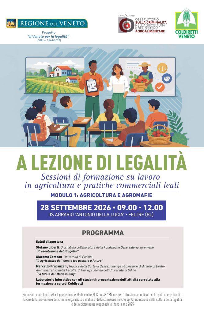 A lezione di legalità Sessioni di formazione su lavoro in agricoltura e pratiche commerciali leali – Modulo 1: Agricoltura e Agromafie